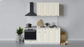 Кухонный гарнитур «Лина» длиной 180 см со шкафом НБ (Белый/Крем)
