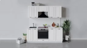 Кухонный гарнитур «Лина» длиной 200 см со шкафом НБ (Белый/Белый)